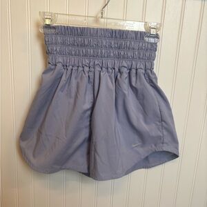 Nike Women's Light Lavender Smocked-Waist Athletic Shorts